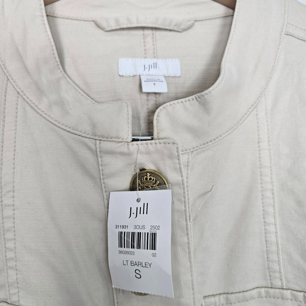 NWT J. Jill Military Peplum Jacket Women's S Beige Gold Button Preppy Classic - Picture 6 of 12